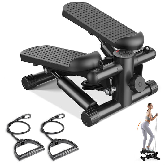 Compact Hydraulic Mini Stepper With Resistance Bands And Monitor