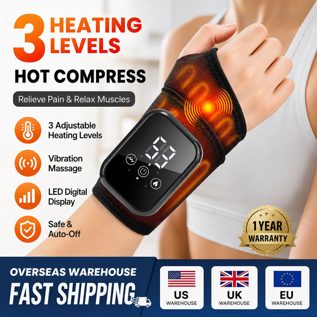 Hailicare Cordless Heated Wrist Massager With Vibration And Touch Control