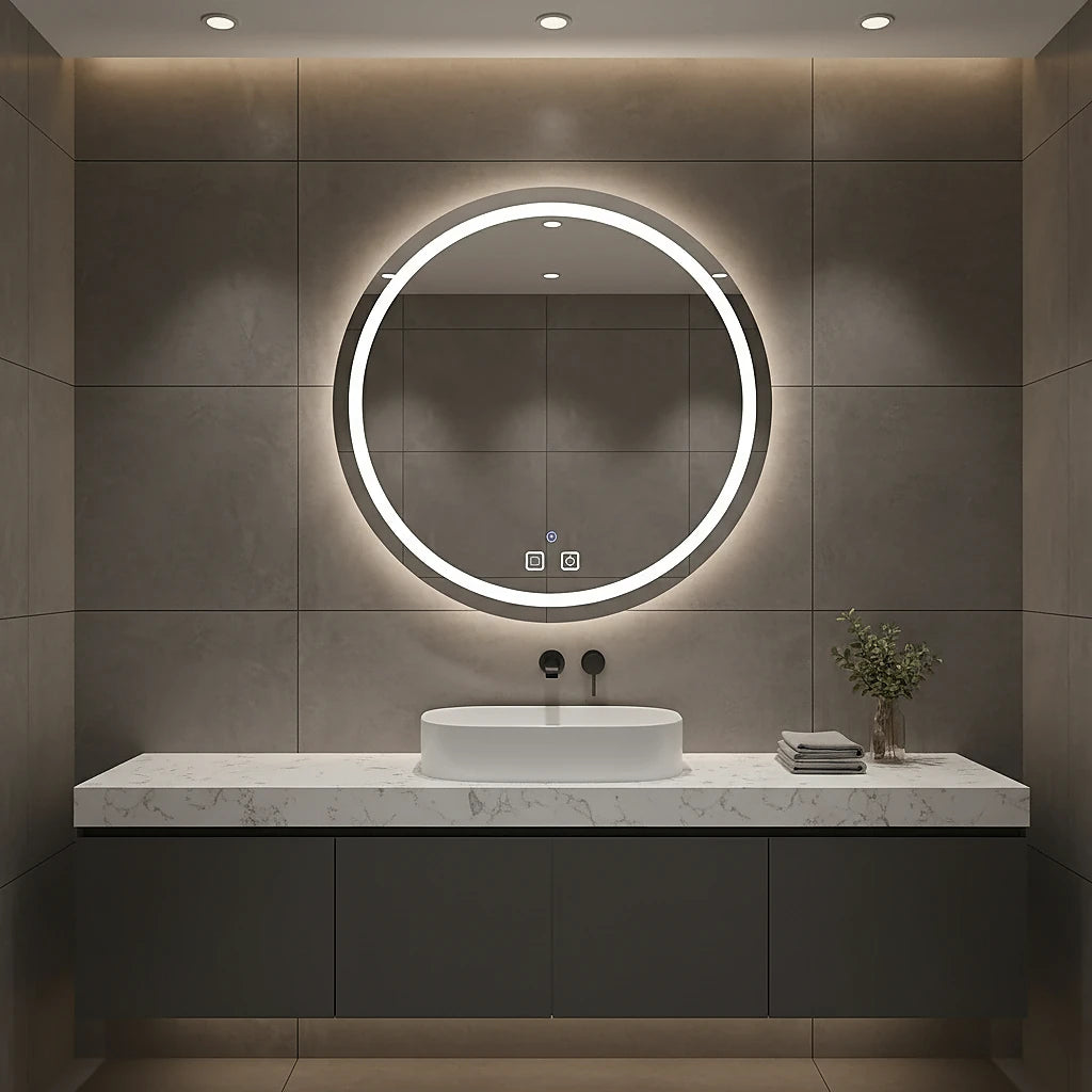 Anti Fog Led Bathroom Mirror With Dimmable Vanity Lighting