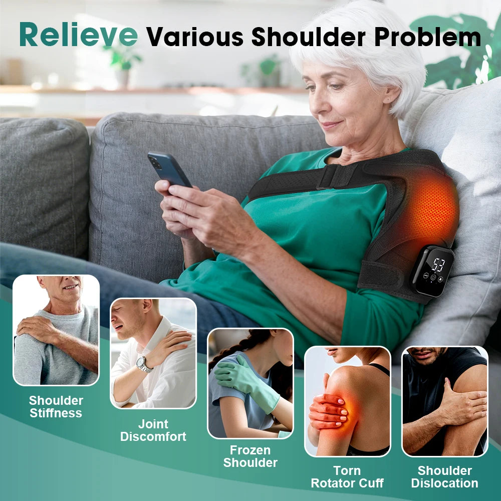 Pastsky Rechargeable Heated Shoulder Massager With Touchscreen