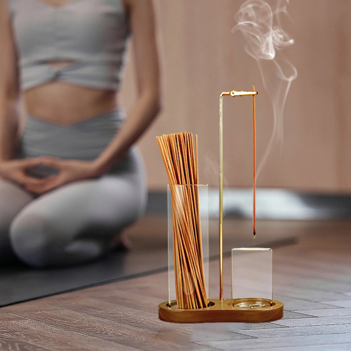Glass 2 In 1 Incense Burner With Glass Ash Catcher Tray