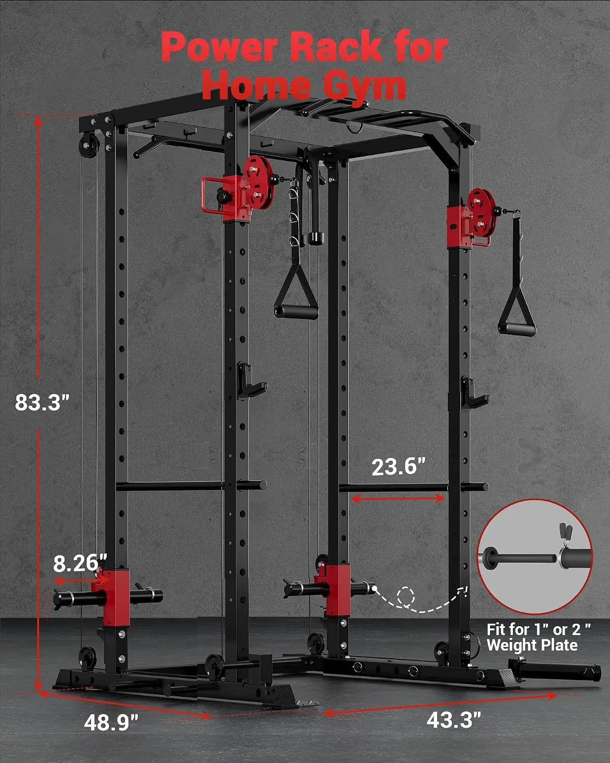 Tacleekii Multifunctional Power Rack With Dual Pulley System