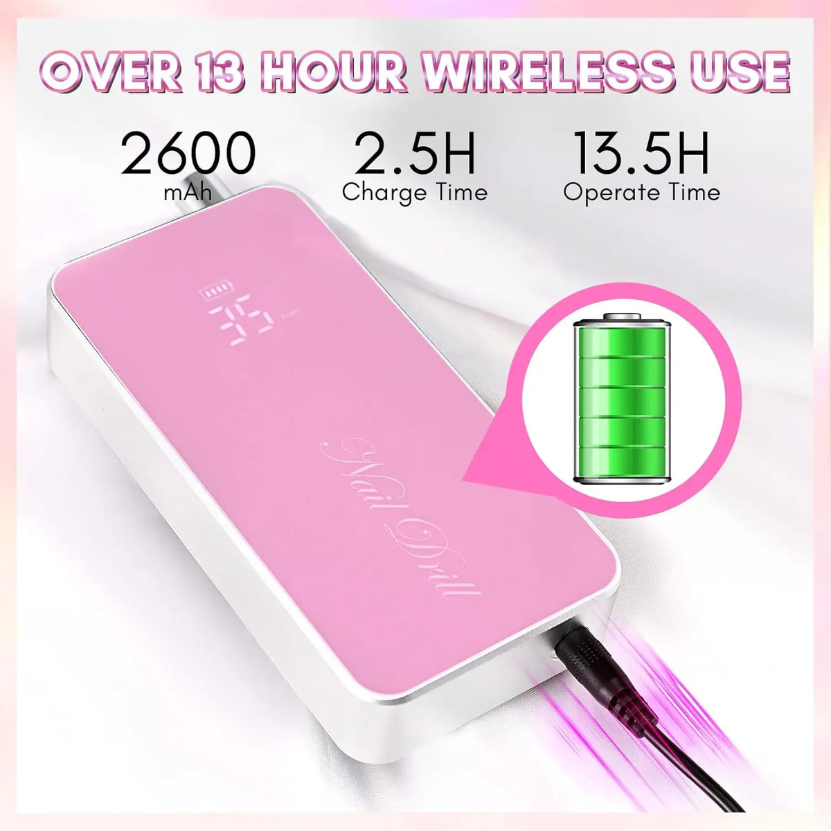 Makartt Professional Rechargeable Electric Nail Drill With Coreless Motor