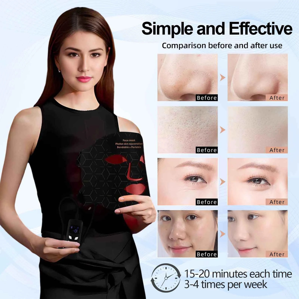 Portable Led Face Mask Light Therapy For Skin Rejuvenation