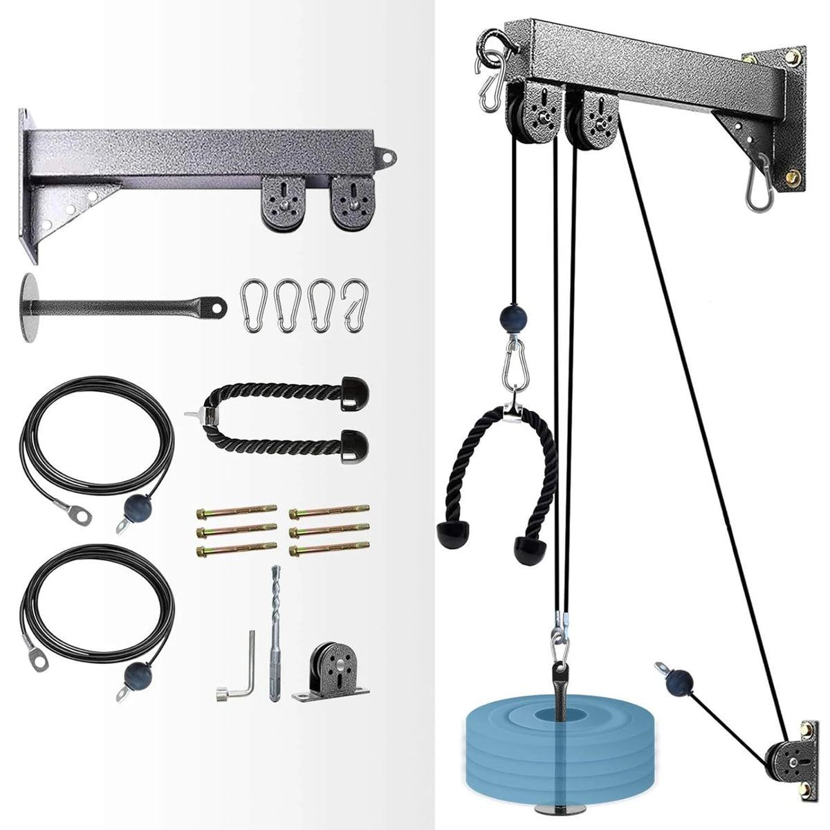 Marsafit Wall Mounted Cable Pulley System Home Gym Strength Training