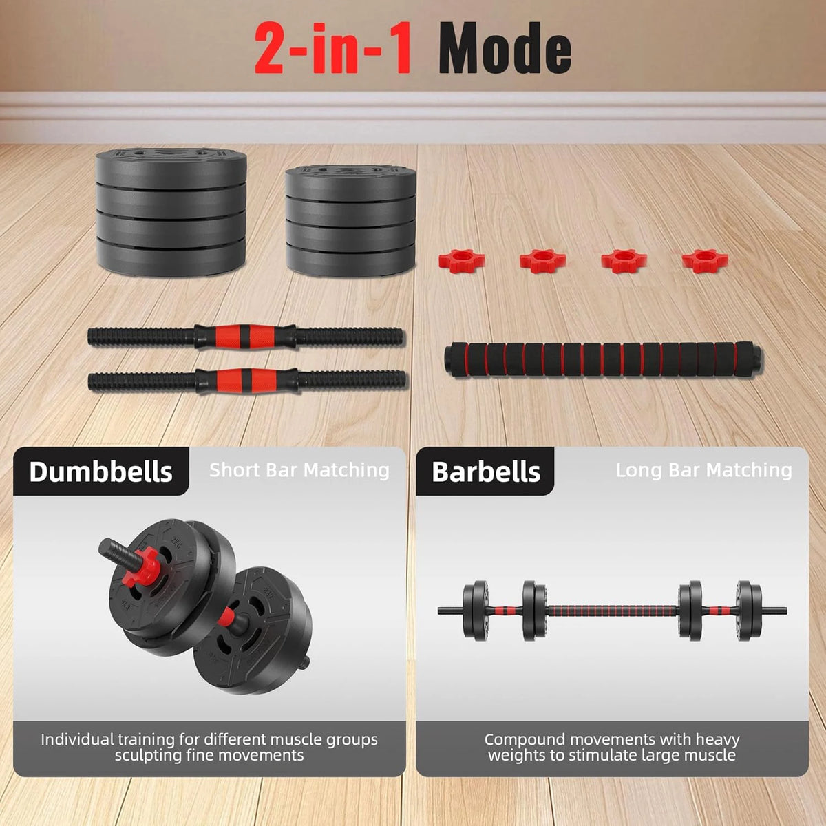 Adjustable Dumbbell And Barbell Set For Home Strength Training