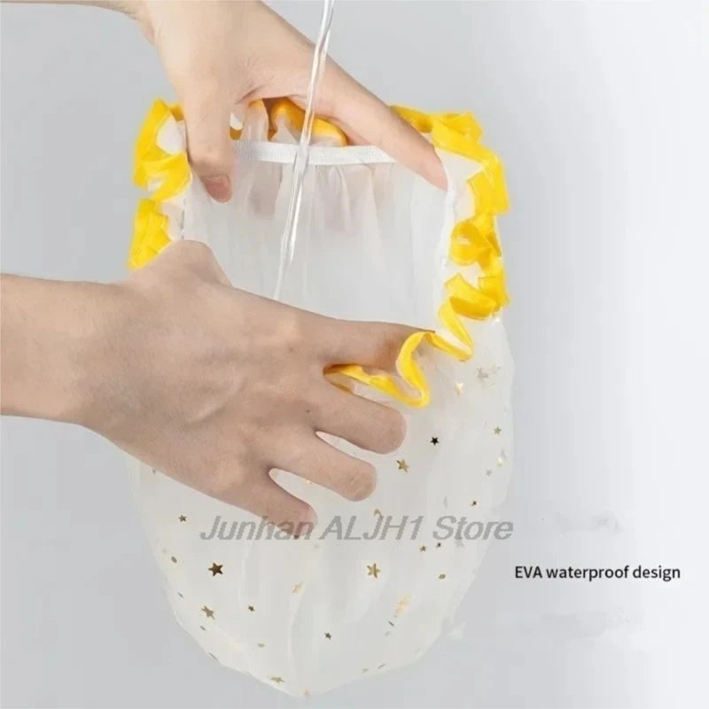 Reusable Waterproof Double Layer Pvc Shower Cap For Bathroom Use
