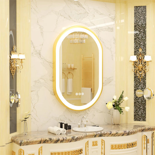 Wisfor Led Oval Bathroom Mirror With Stepless Dimmable Lighting
