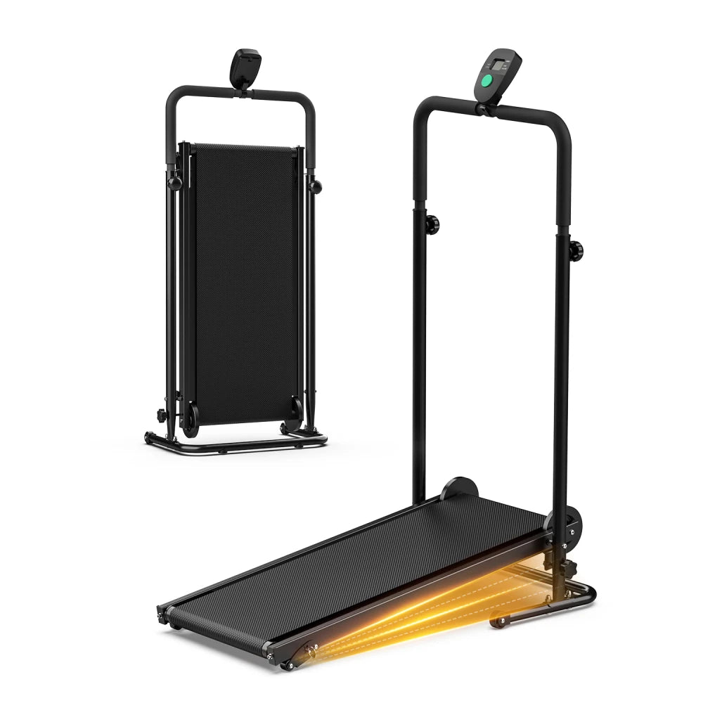 Akluer Mechanical Non Motorized Treadmill With Fixed Incline Lcd Display