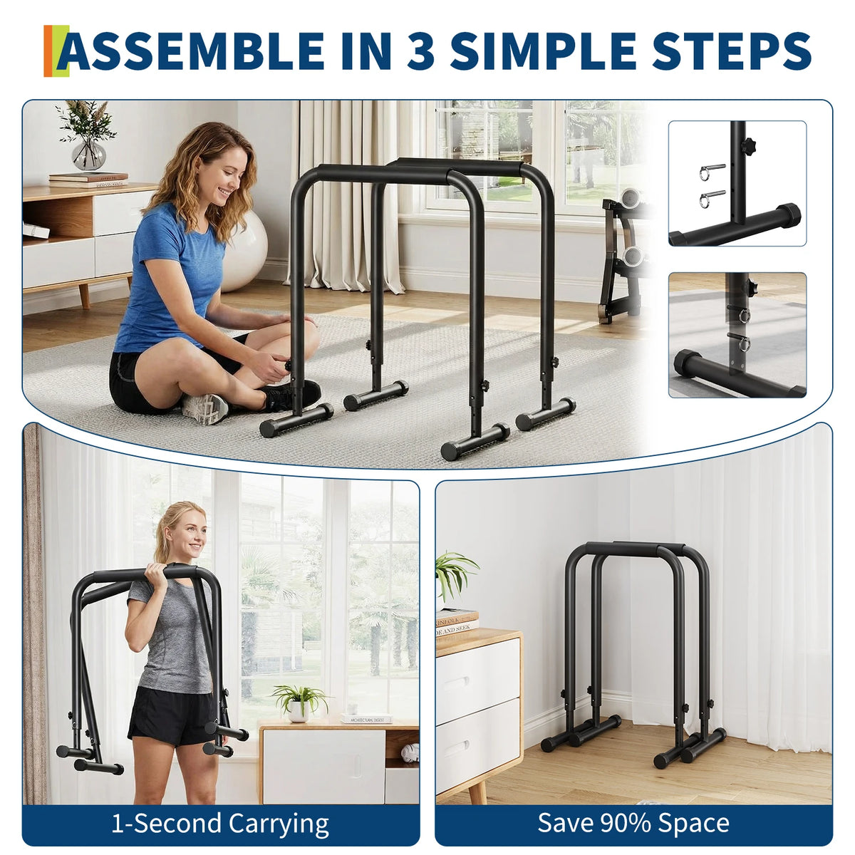Adjustable Parallel Dip Bars for Home Gym Strength Training